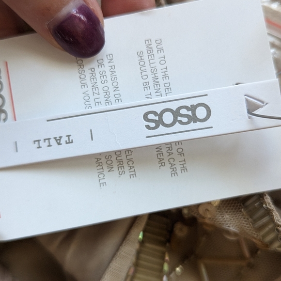 ASOS Retired Gold Sequin Cut Out Prom Evening Gown Dress Tall Size 14 - Picture 11 of 11